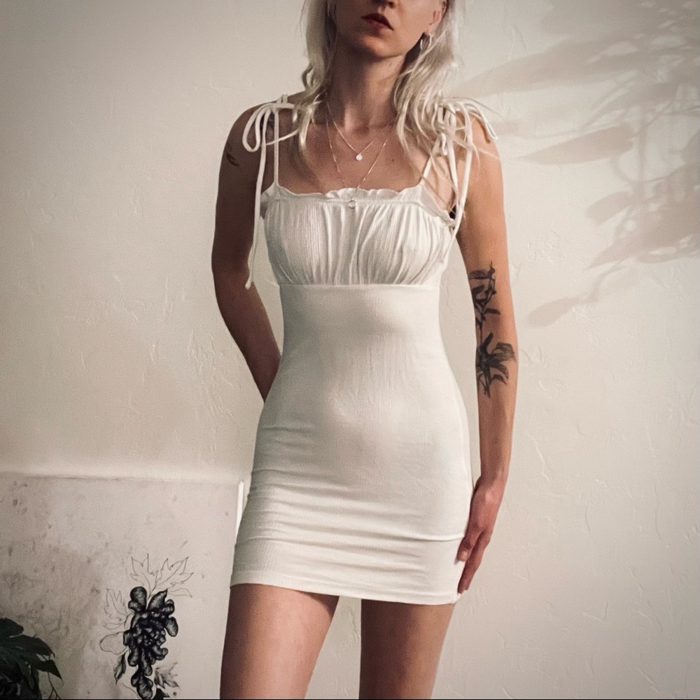 Sexy white cotton sundress